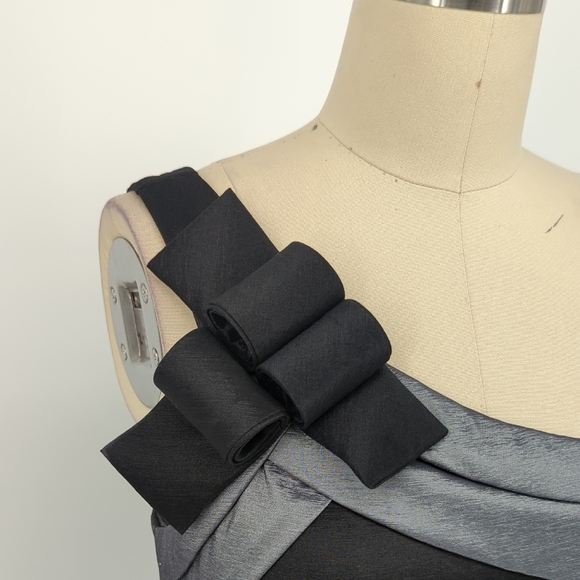 01590 Cache One Shoulder Mermaid Dress Black size 4 evening formal vintage - Picture 4 of 8